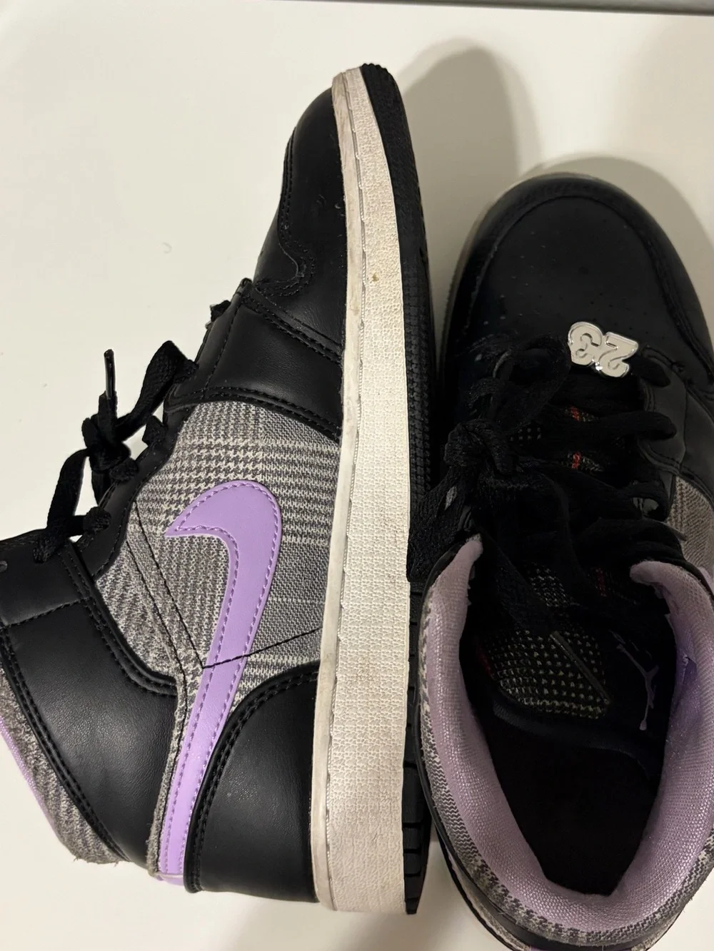 Nike Kids Black and Lavender High-Top Sneakers